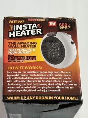 Teleshop Insta Heater 600W Portable Plug-In Wall Outlet Space Heater